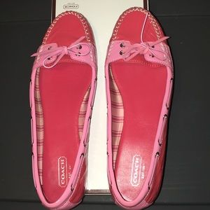 Coach PercyCrinkle Patentleather CoralPink loafers